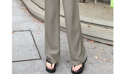 High Rise Ribbed Wide Leg Slacks SpreePicky