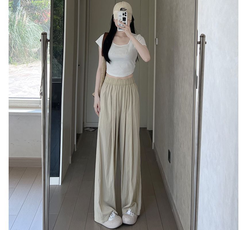 High Waist Plain Wide Leg Suit Pants SpreePicky