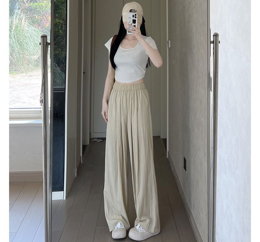 High Waist Plain Wide Leg Suit Pants SpreePicky