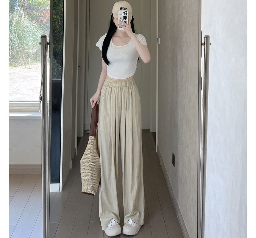 High Waist Plain Wide Leg Suit Pants SpreePicky