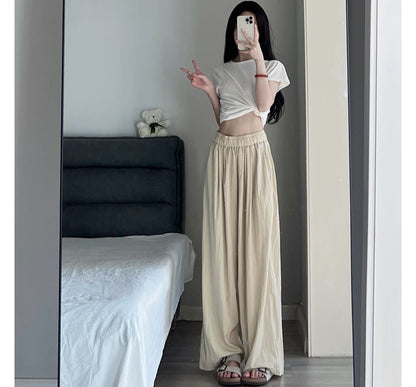 High Waist Plain Wide Leg Suit Pants SpreePicky