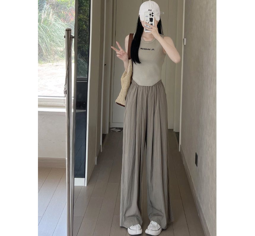 High Waist Plain Wide Leg Suit Pants SpreePicky