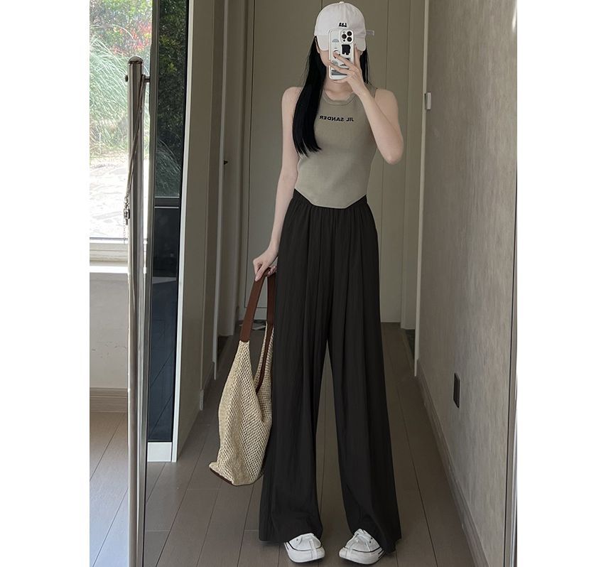 High Waist Plain Wide Leg Suit Pants SpreePicky