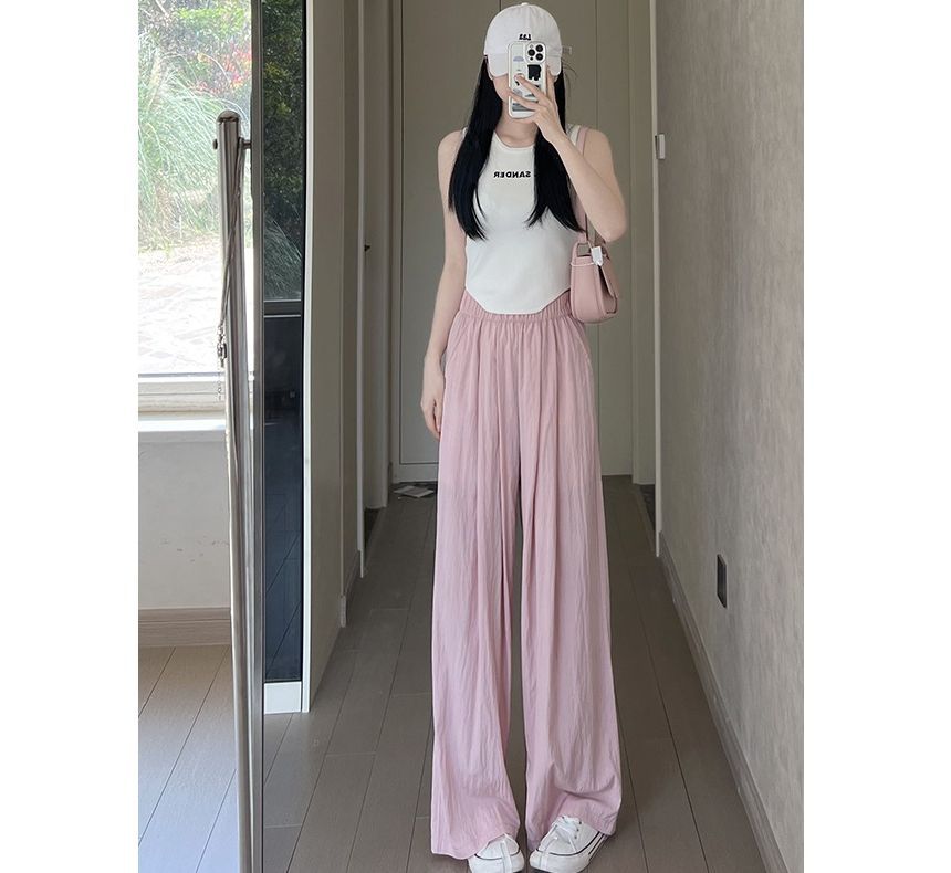 High Waist Plain Wide Leg Suit Pants SpreePicky