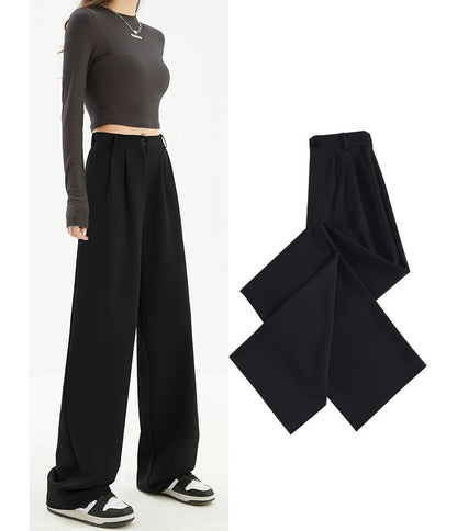 High Waist Plain Wide Leg Slacks SpreePicky