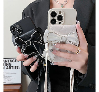 Embellished Card Holder Phone Case - iPhone 14 Pro Max / 14 Pro / 14 Max / 14 / 13 Pro Max / 13 Pro / 13 / 13 mini / 12 Pro Max / 12 Pro / 12 / 12 mini / 11 Pro Max / 11 Pro / 11 / SE / XS Max / XS / XR / X / 8 / 8 Plus / 7 / 7 Plus SpreePicky