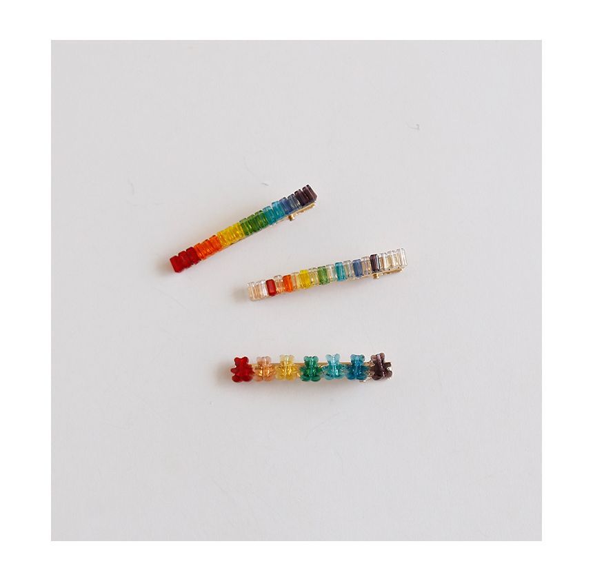 Bear / Rainbow Resin Hair Clip mySite