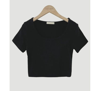 Short-Sleeve Plain Cropped T-Shirt mySite