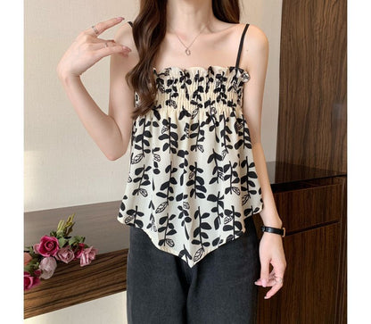 Leaf Print Asymmetrical Flowy Cami Top mySite