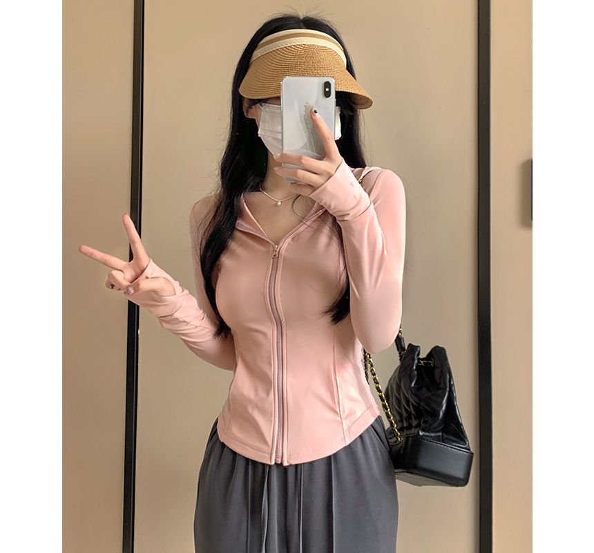 Plain Hooded Zip Jacket SpreePicky