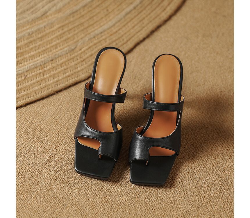 Toe Loop Cutout High Heel Slide Sandals SpreePicky