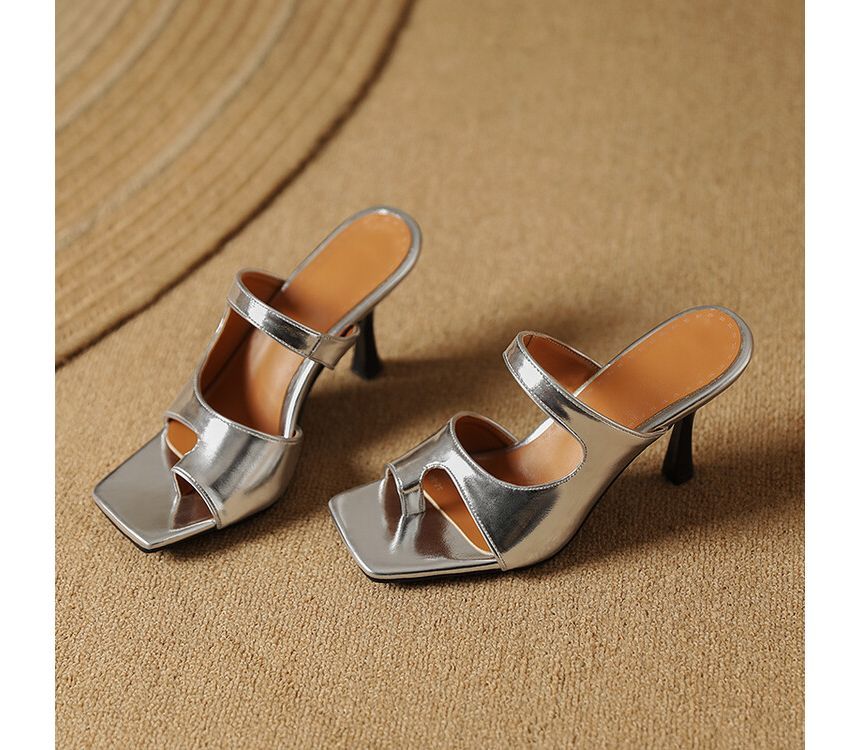 Toe Loop Cutout High Heel Slide Sandals SpreePicky