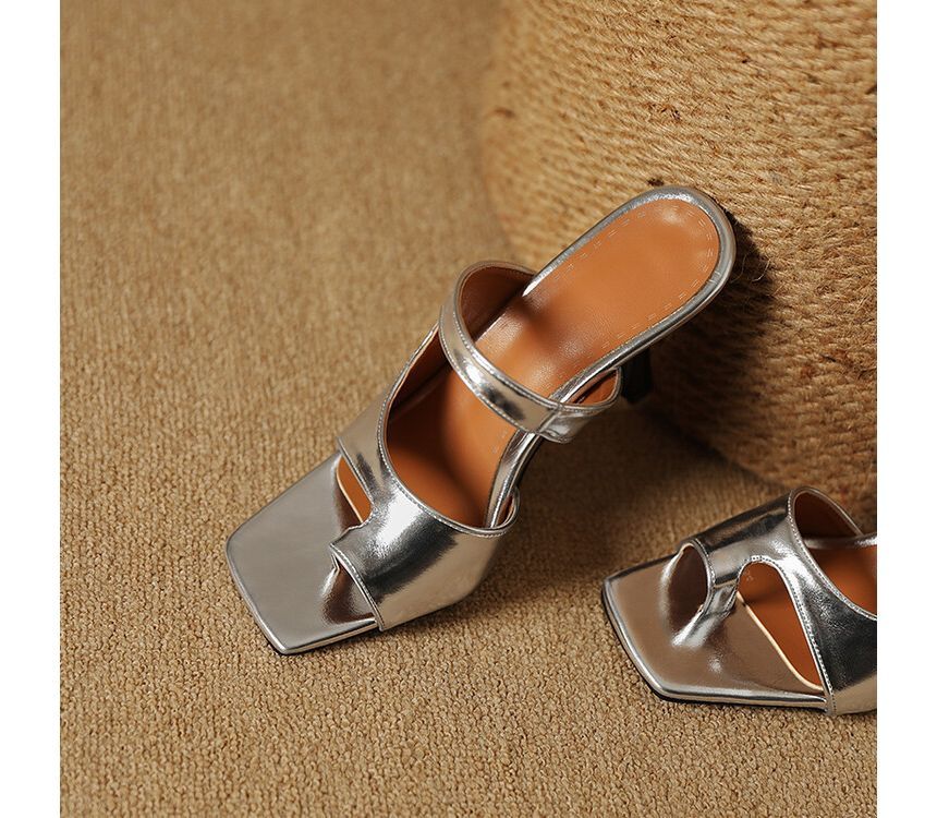 Toe Loop Cutout High Heel Slide Sandals SpreePicky