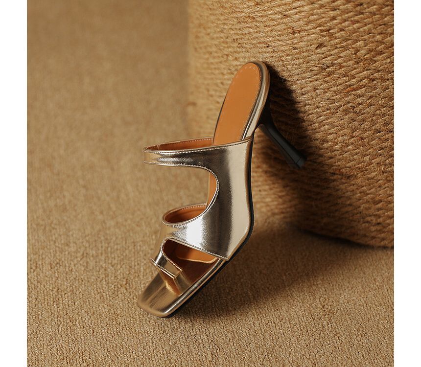 Toe Loop Cutout High Heel Slide Sandals SpreePicky