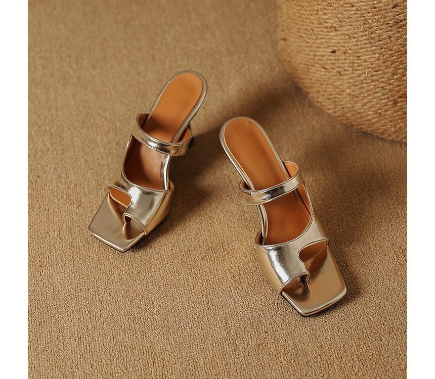 Toe Loop Cutout High Heel Slide Sandals SpreePicky