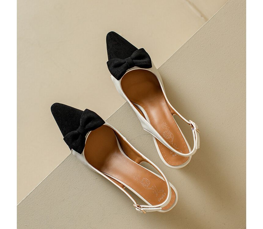 Pointed Cap Toe Slingback Kitten Heel Sandals SpreePicky