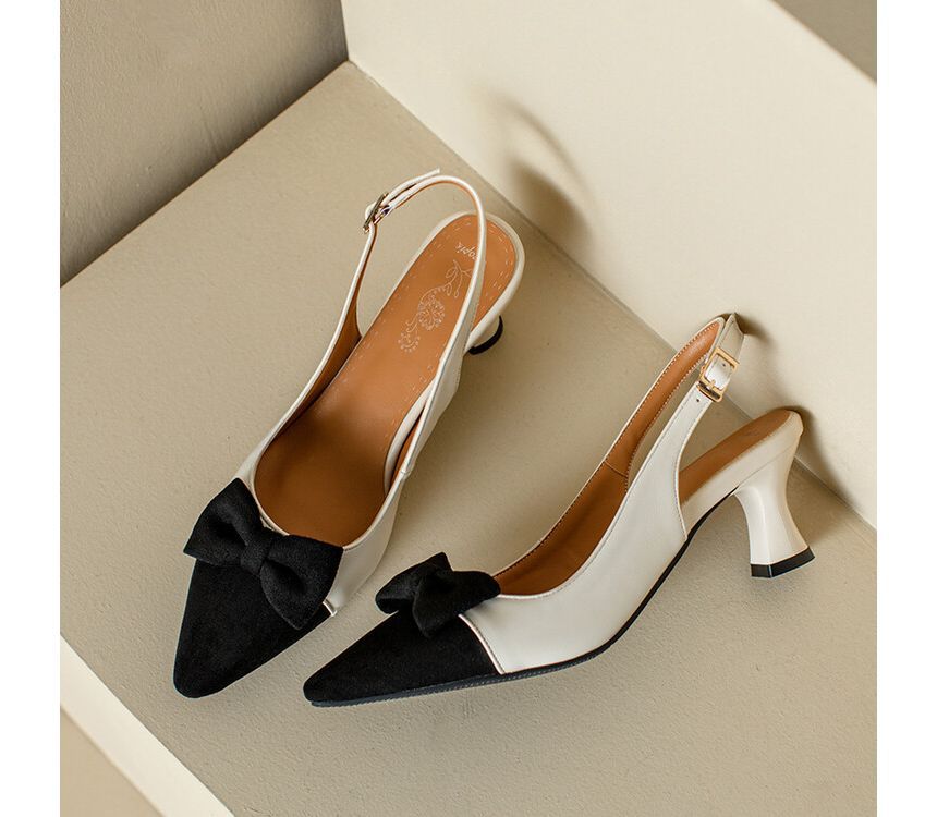 Pointed Cap Toe Slingback Kitten Heel Sandals SpreePicky