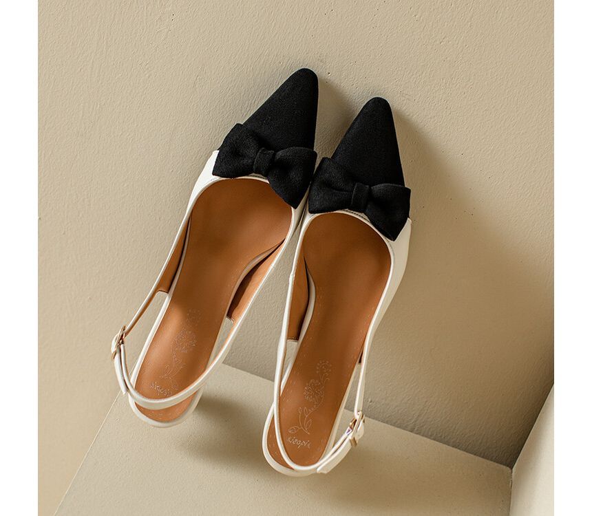 Pointed Cap Toe Slingback Kitten Heel Sandals SpreePicky