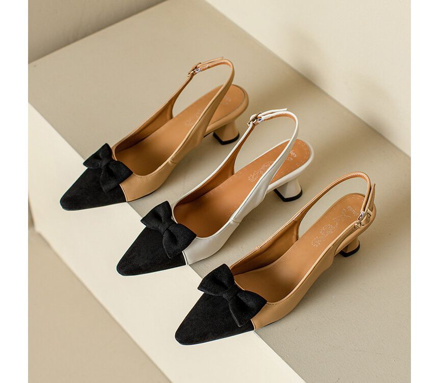 Pointed Cap Toe Slingback Kitten Heel Sandals SpreePicky