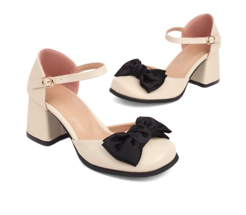 Block Heel Bow Sandals SpreePicky