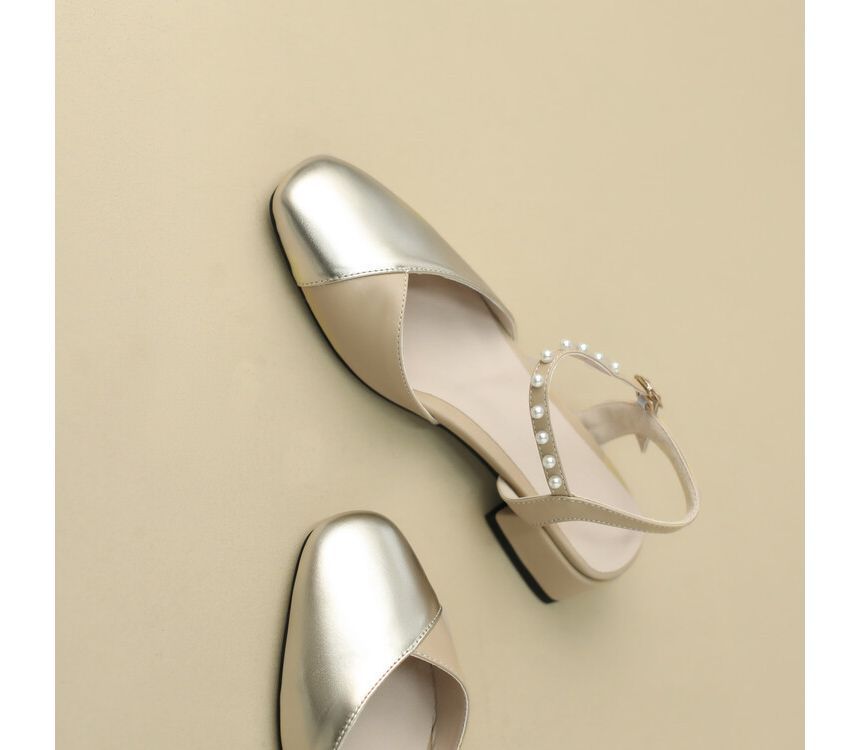 Block Heel Faux Pearl Sandals SpreePicky