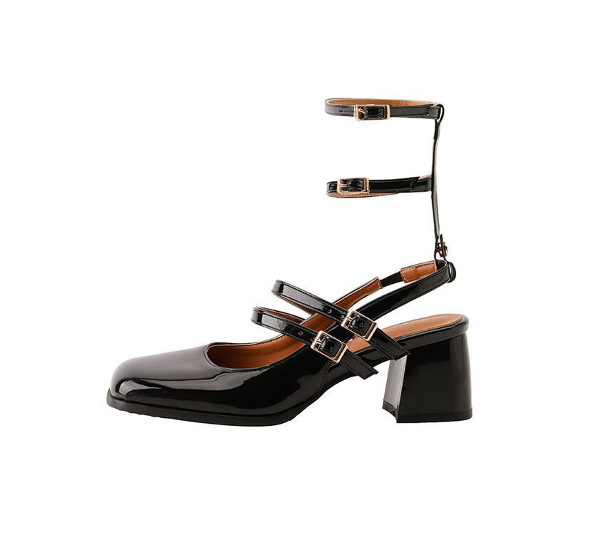 Block Heel Plain Sandals SpreePicky