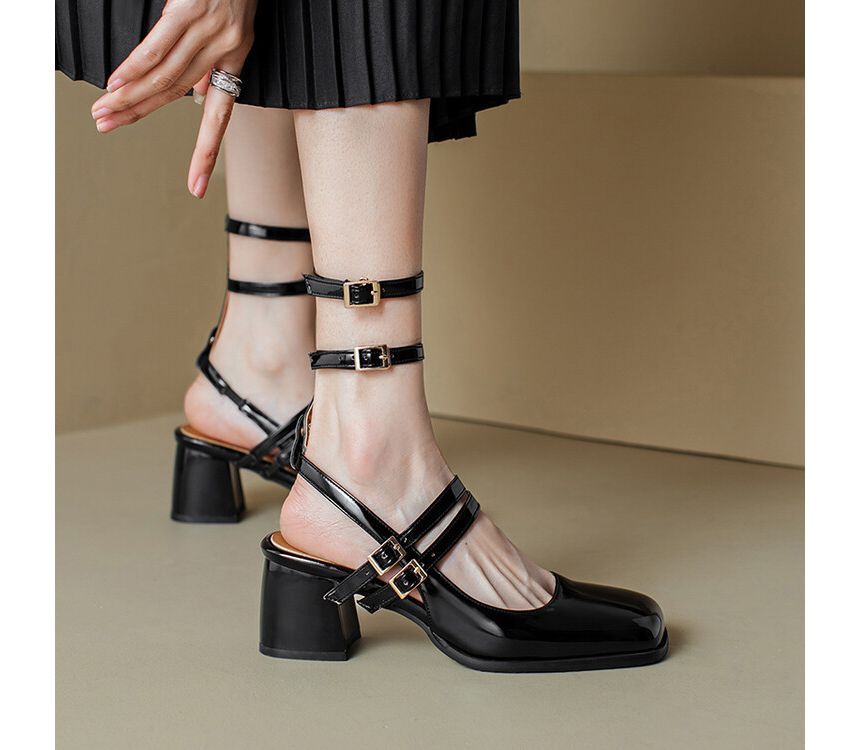 Block Heel Plain Sandals SpreePicky