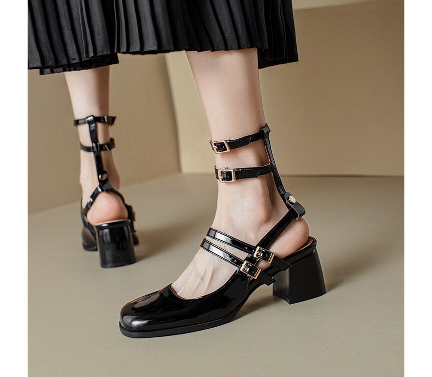 Block Heel Plain Sandals SpreePicky