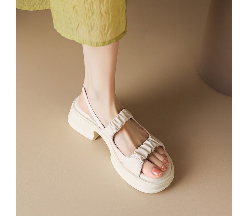 Platform Block Heel Plain Sandals SpreePicky