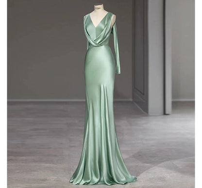 Sleeveless V-Neck Plain Sheath Evening Gown SpreePicky