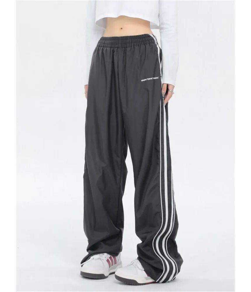 Low Rise Striped Loose-Fit Wide-Leg Sweatpants SpreePicky