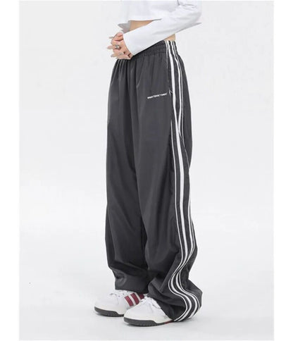 Low Rise Striped Loose-Fit Wide-Leg Sweatpants SpreePicky