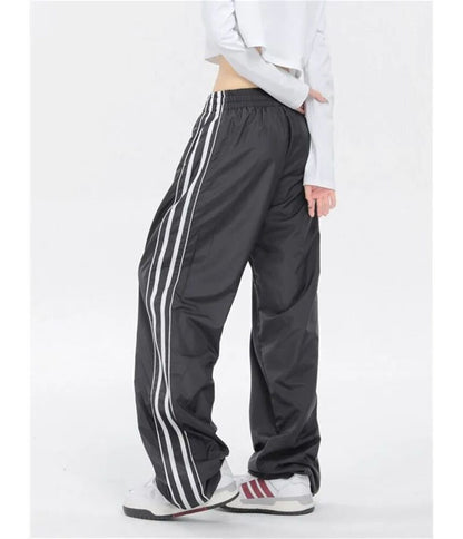 Low Rise Striped Loose-Fit Wide-Leg Sweatpants SpreePicky