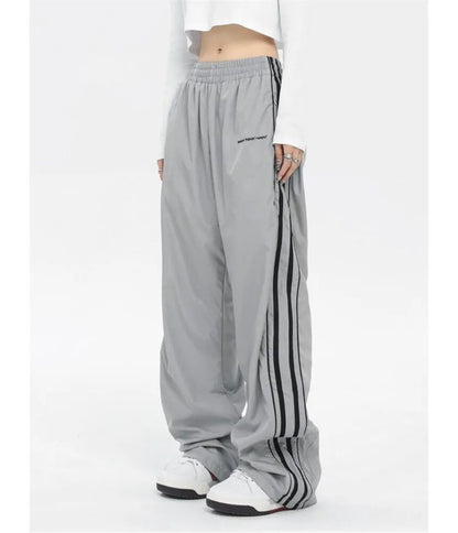 Low Rise Striped Loose-Fit Wide-Leg Sweatpants SpreePicky