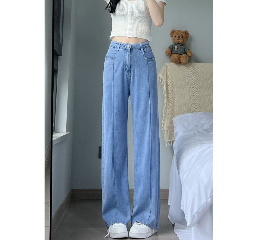 High Waist Washed Wide Leg Jeans SpreePicky