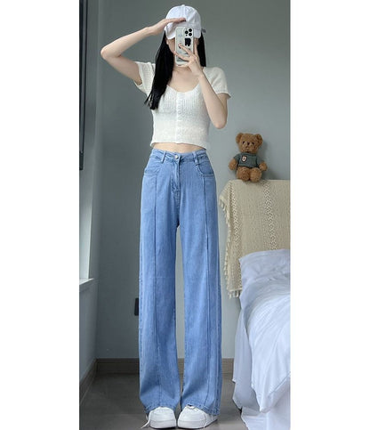 High Waist Washed Wide Leg Jeans SpreePicky