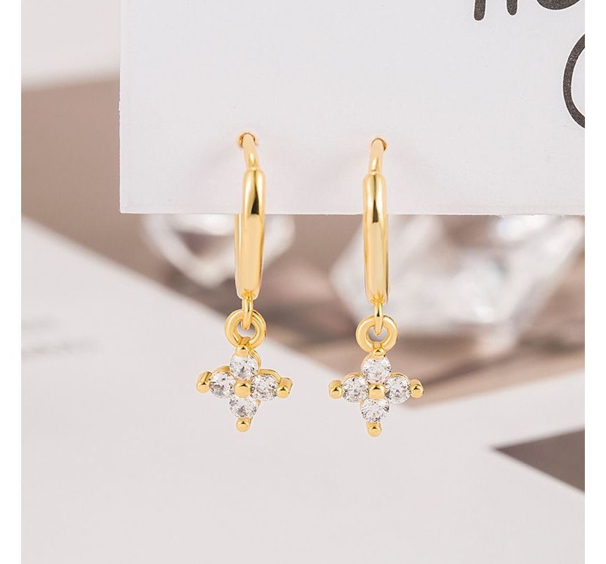 Floral Rhinestone Alloy Dangle Earring SpreePicky