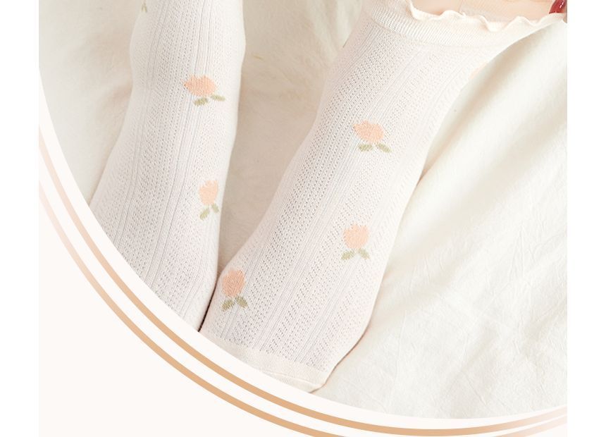 Set of 4 Pairs: Floral Print Lettuce Edge Socks SpreePicky