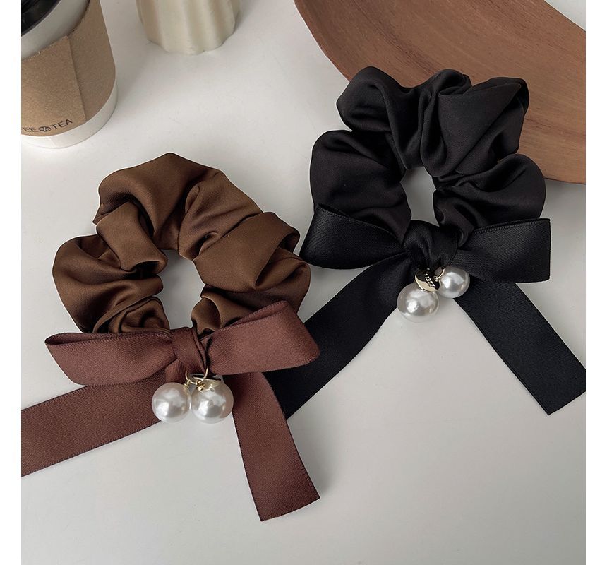 Ribbon Faux Pearl Hair Tie SpreePicky