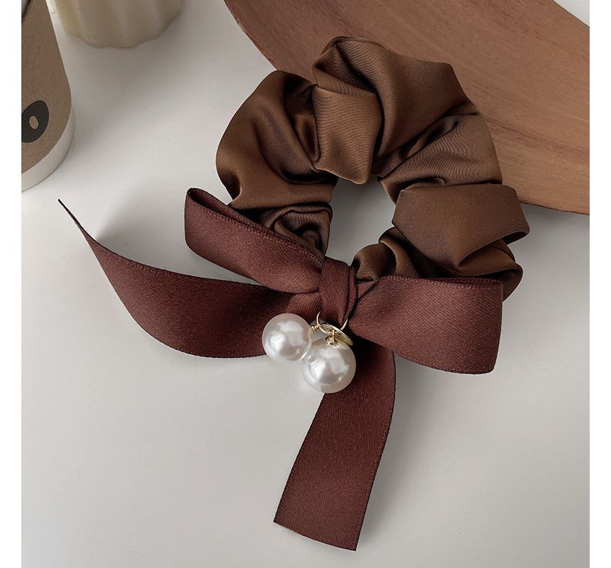 Ribbon Faux Pearl Hair Tie SpreePicky