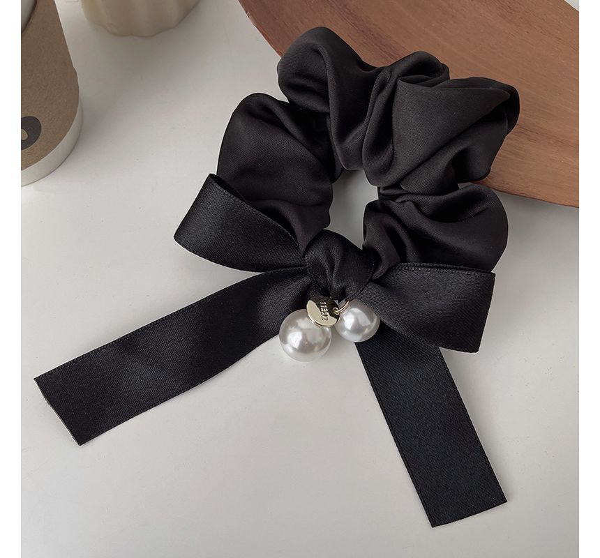 Ribbon Faux Pearl Hair Tie SpreePicky