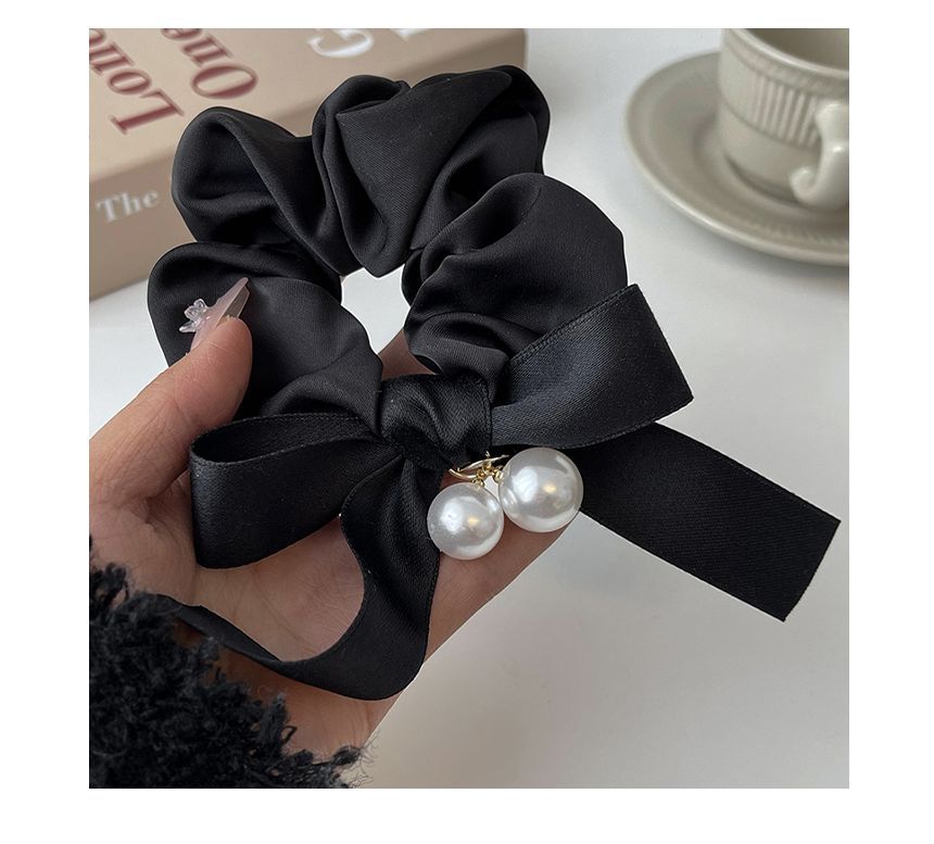 Ribbon Faux Pearl Hair Tie SpreePicky