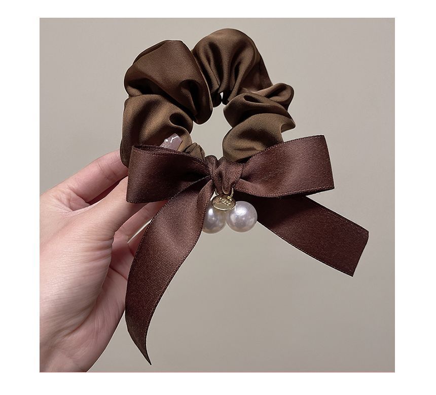 Ribbon Faux Pearl Hair Tie SpreePicky