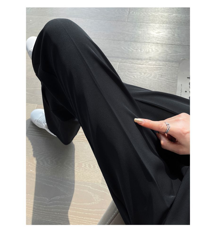 (Various Designs) Rise High Flared Plain Pants FashionChic