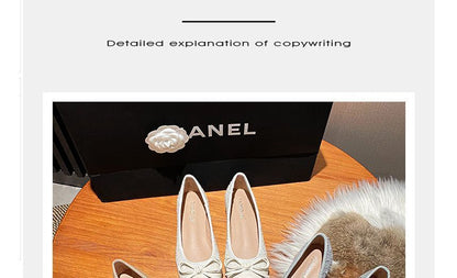 Pointed Cap Toe Bow Flats SpreePicky