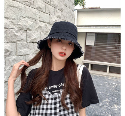 Fray Denim Bucket Hat SpreePicky