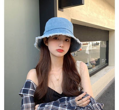 Fray Denim Bucket Hat SpreePicky