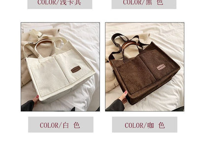 Plain Corduroy Top Handle Crossbody Bag SpreePicky