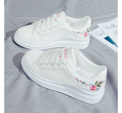 Floral Embroidered Platform Sneakers SpreePicky