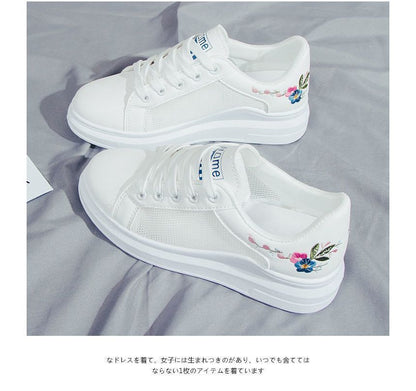 Floral Embroidered Platform Sneakers SpreePicky